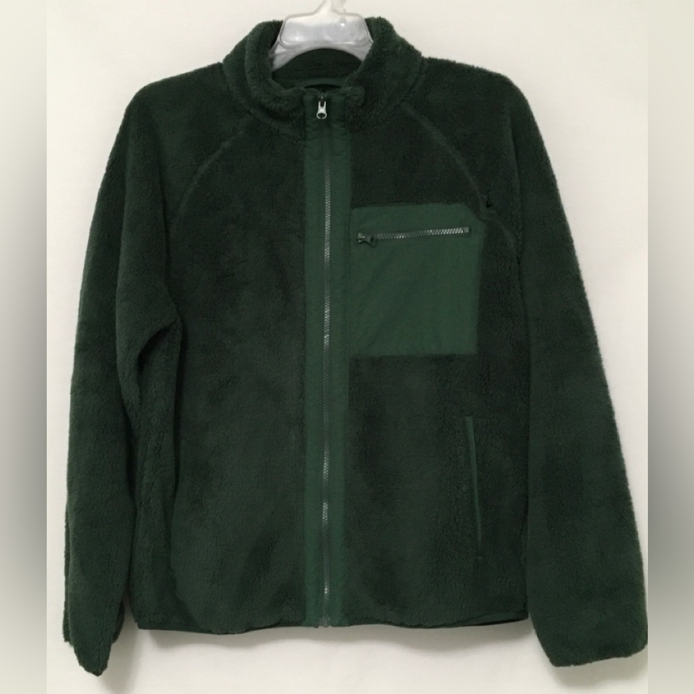 Goodfellow & Co. Mens Size M Green Soft Fleece Full Zip Jacket Pockets - Picture 7 of 7